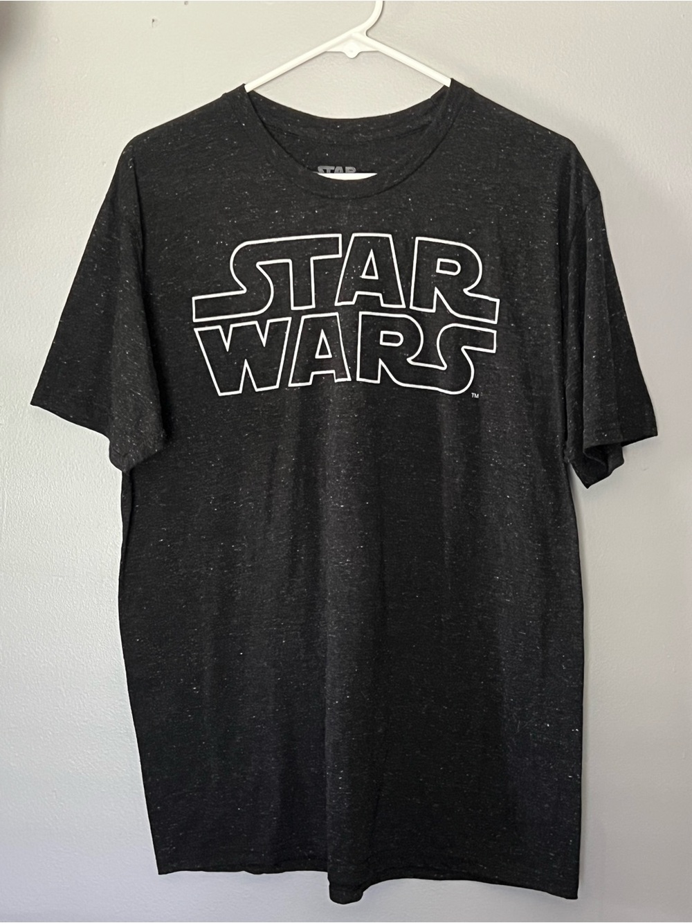 Star Wars Black Tee with White Logo - Men's Short Sleeve size large